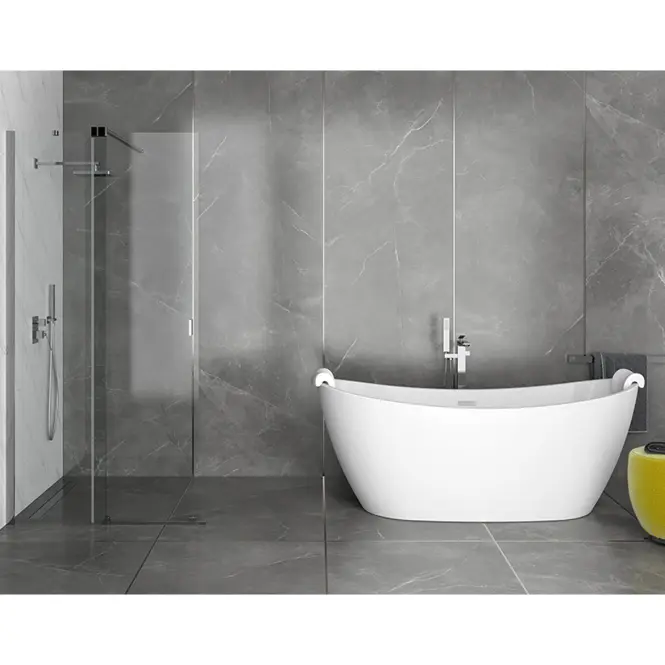 Voľne stojaca vaňa Ayla 170/80 + sifón klik-klak s prepadom zlatá,5