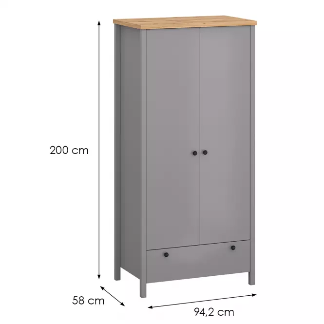 Skriňa 2D1S Melini Gray H