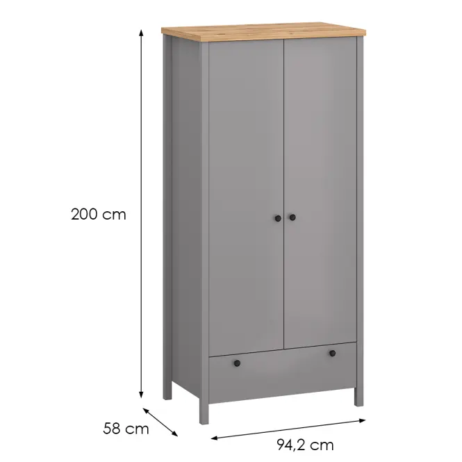 Skriňa 2D1S Melini Gray H,2