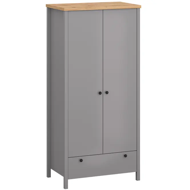 Skriňa Melini H 94 cm – Gray, dvojdverová, zásuvky