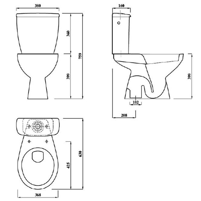 Wc Kombi Warszawski Atlas II New Elements B/D,3