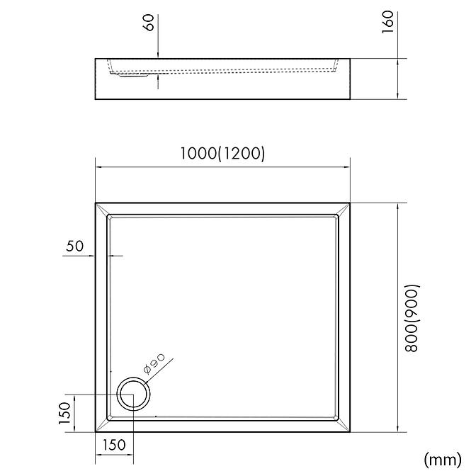 Vanička obdĺžniková Astrix 80x100x16 biela štruktúra AQM4736BST