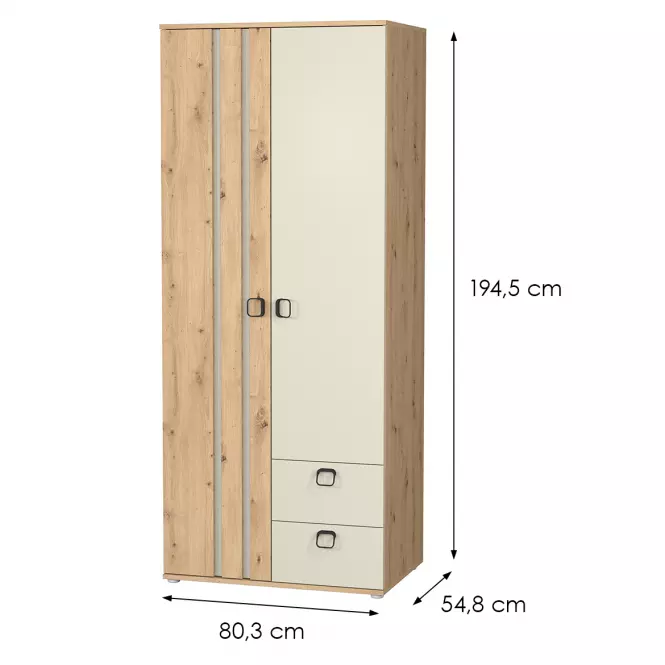 Skriňa 2D2S Camari dub Artisan/Casmhere