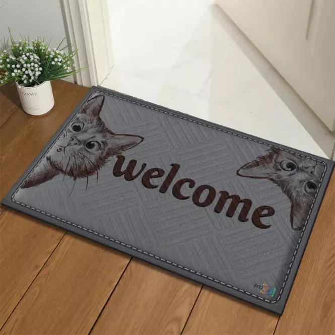 Textilná rohož 45x75 cm K-602-250 Welcome Mačka