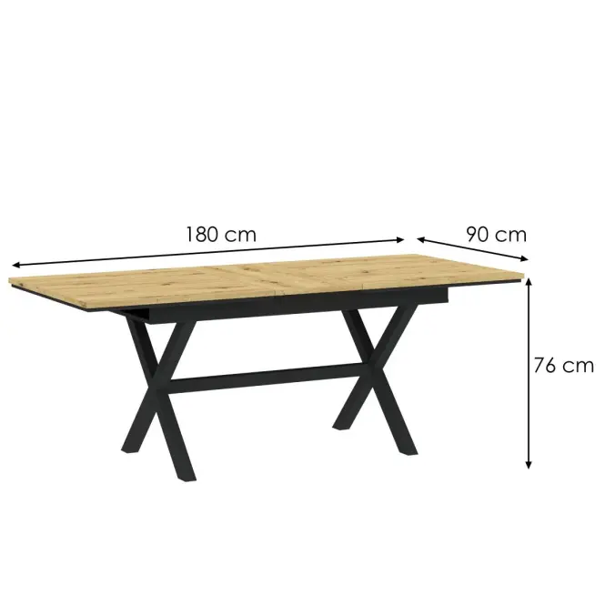 Stôl X 160-200x90 artisan/čierna,2