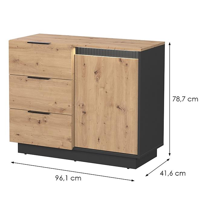 Komoda 1d3s Sierro Dub Artisan/Čierna,2