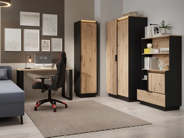 Komoda 1d3s Sierro Dub Artisan/Čierna,6