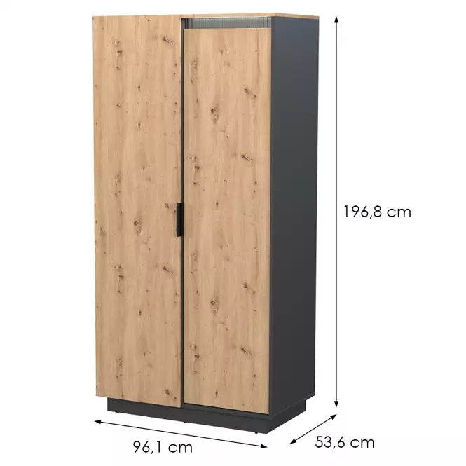 Skriňa 2d Sierro dub Artisan/Čierna