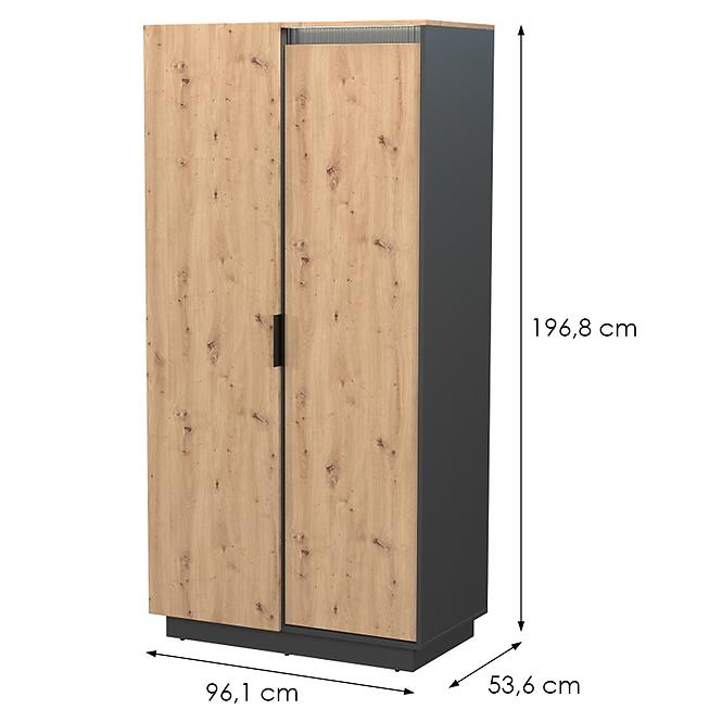 Skriňa 2d Sierro dub Artisan/Čierna