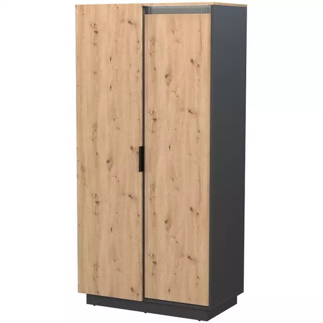 Skriňa 2d Sierro dub Artisan/Čierna