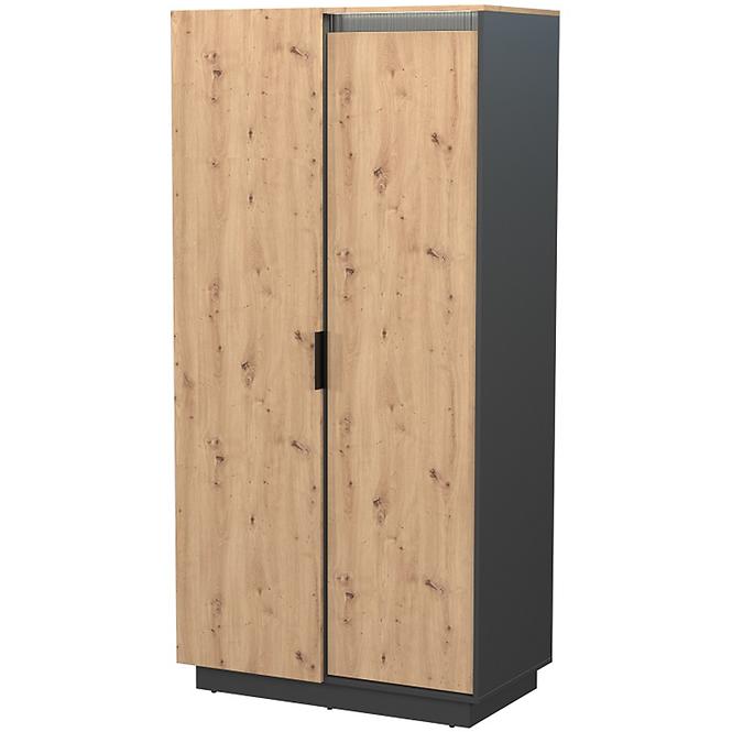Skriňa 2d Sierro dub Artisan/Čierna