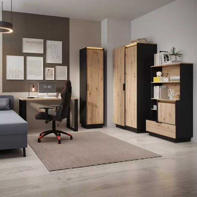 Skriňa 2d Sierro dub Artisan/Čierna,7