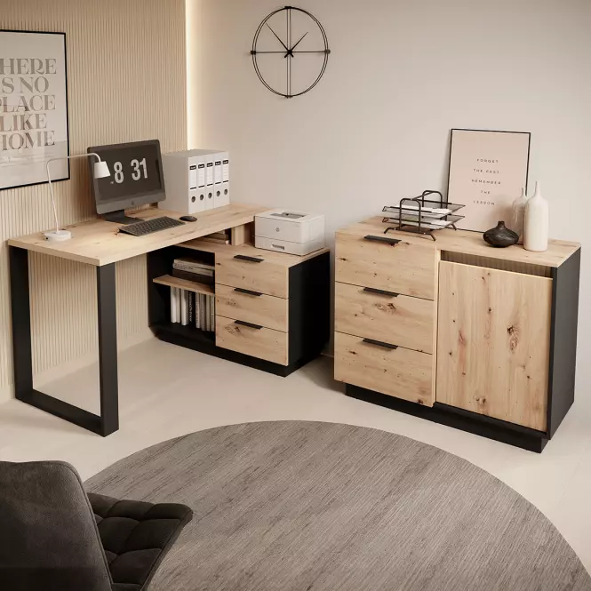 Skriňa 1d  Sierro dub Artisan/Čierna