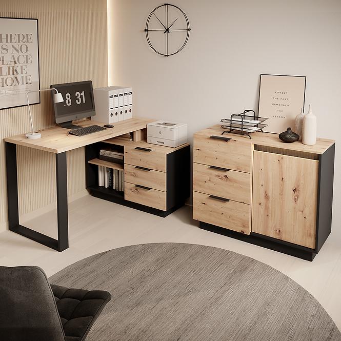 Skriňa 1d  Sierro dub Artisan/Čierna