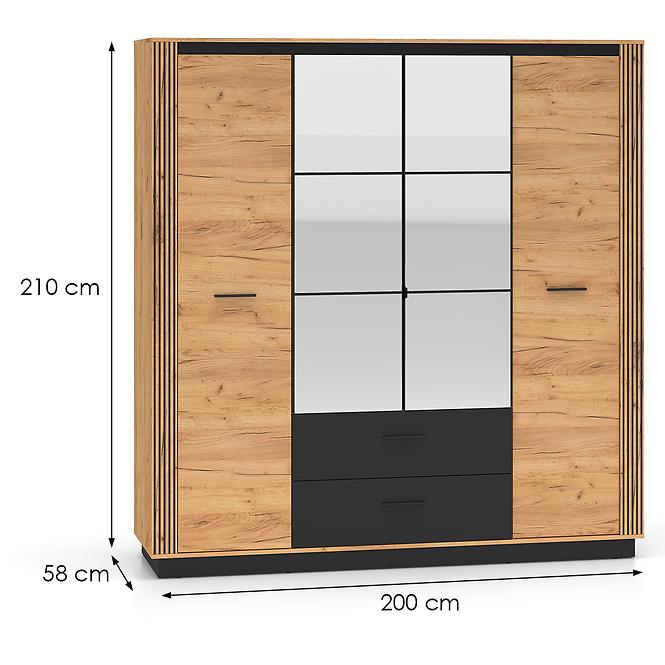 Skriňa Urso 01 dub Craft Zlatý/Čierna