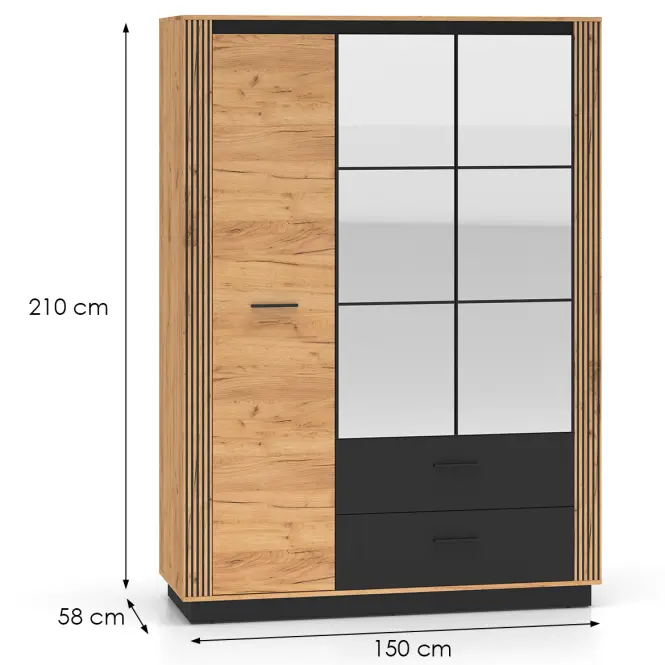 Skriňa Urso 02 dub Craft Zlatý/Čierna,2