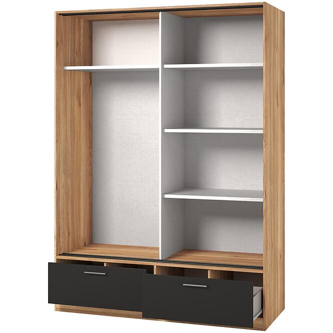 Skriňa 2d2s Beta so zrkadlom dub Mauvella/Čierna,3