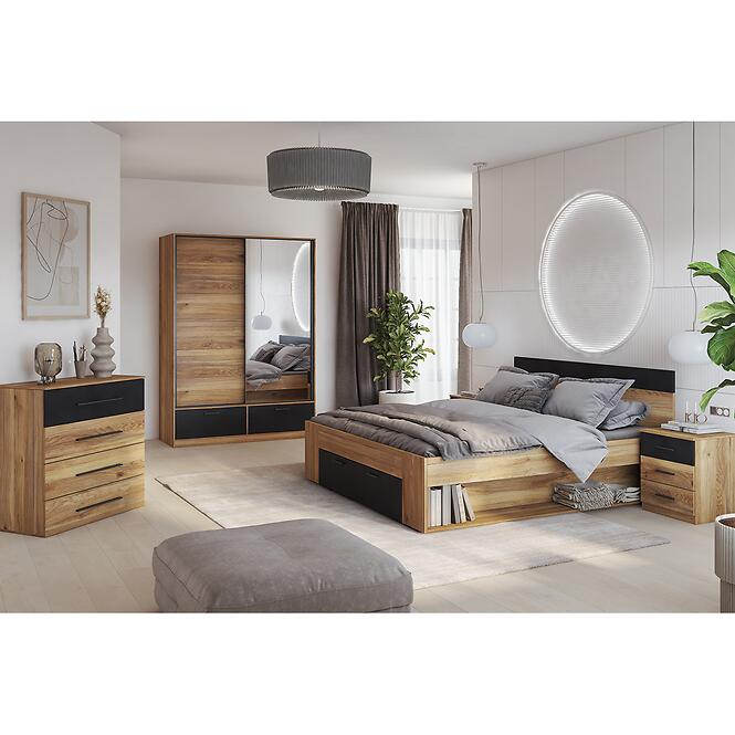 Skriňa 2d2s Beta so zrkadlom dub Mauvella/Čierna,7