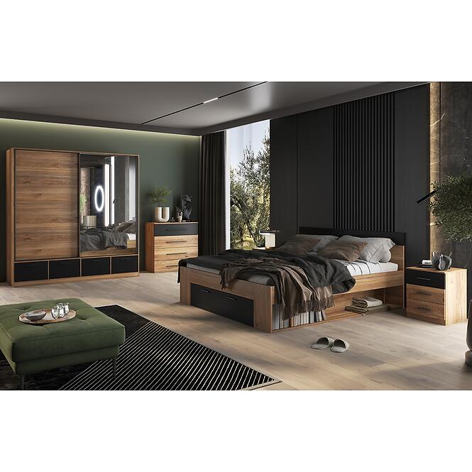 Skriňa 2d2s Beta so zrkadlom dub Mauvella/Čierna,8