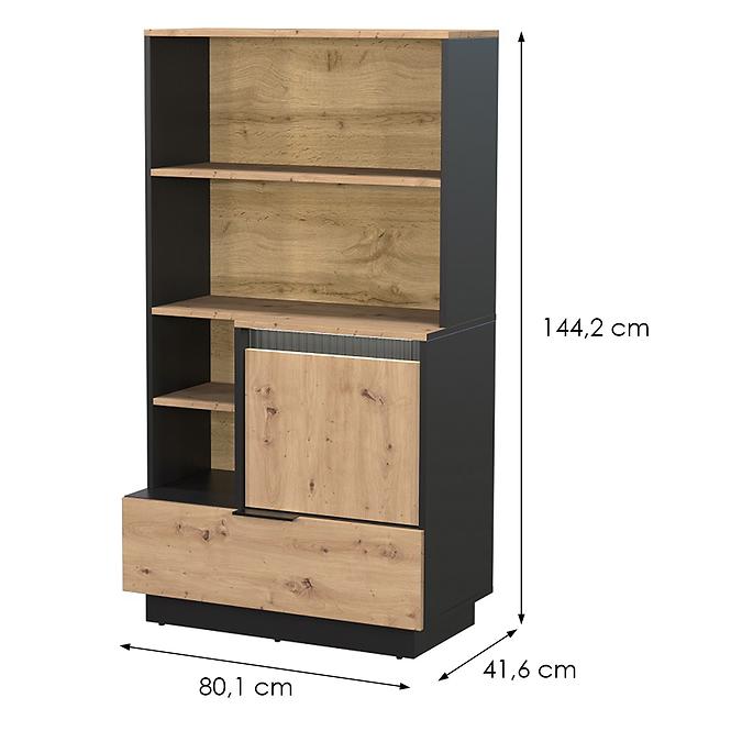 Regál 1d1s Sierro Dub Artisan/Čierna,2