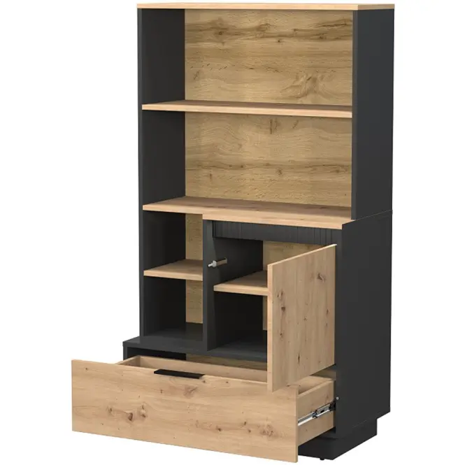 Regál 1d1s Sierro Dub Artisan/Čierna,3