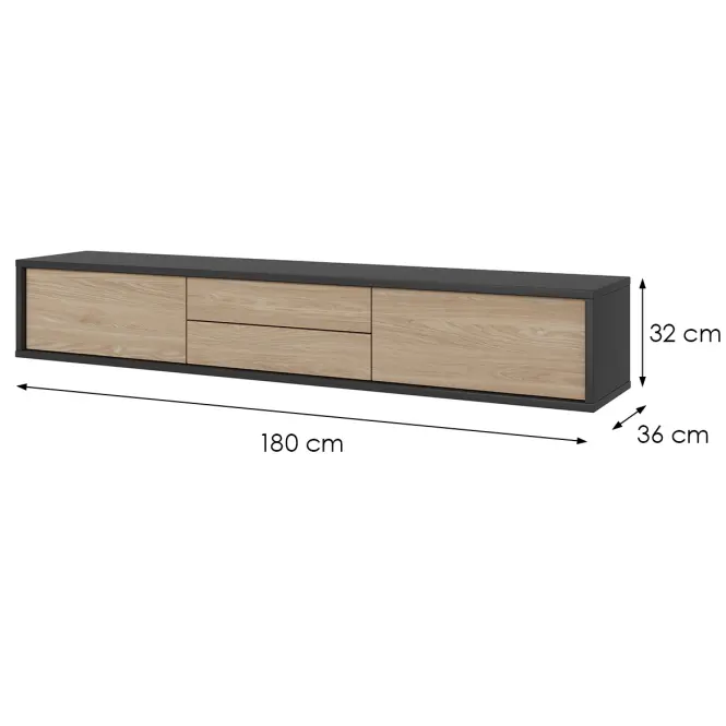 TV stolík Frida  2k2s 39 Antracit/Dub Olejovaný,2