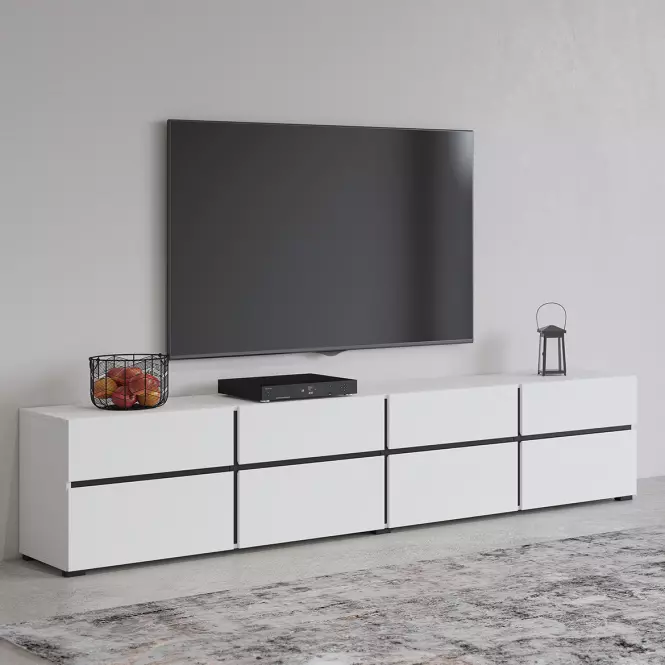 TV stolík Cross  4k4s Biela/Čierna 40,6
