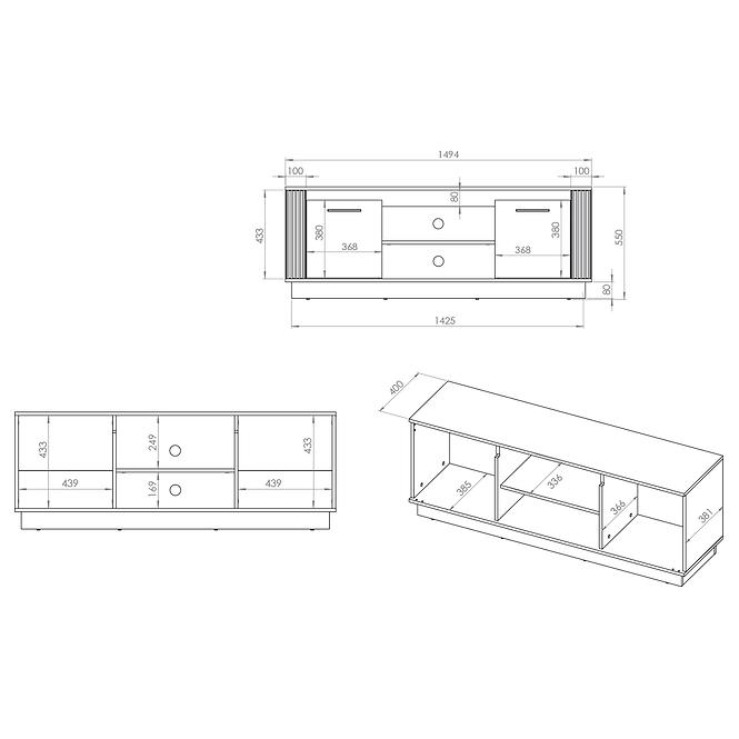 TV stolík Urso 08 Dub Craft Zlatý/Čierna,3