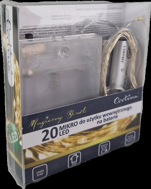 Vianočné LED svetielka 20l drôtik kvpaky na batérie 4/19/nik/ww,3