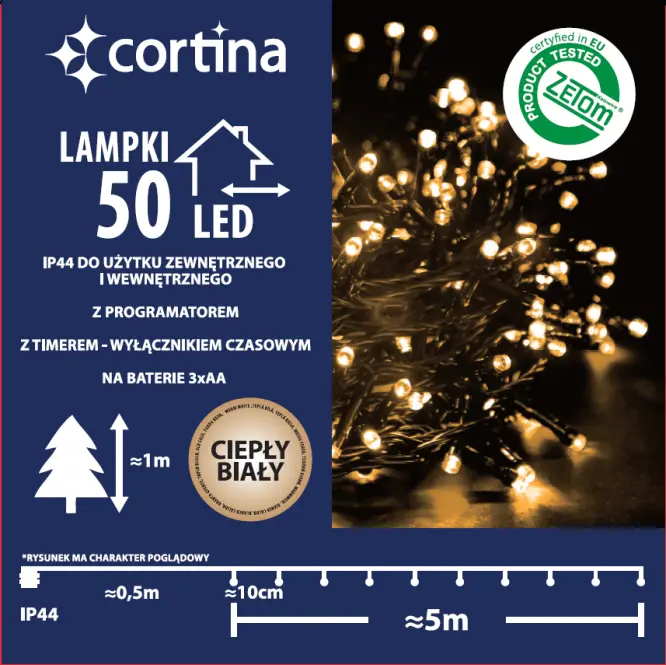 Vianočné svetielka LED 50l na batérie vonk. s program. a časovačom 5/21/bat/ww