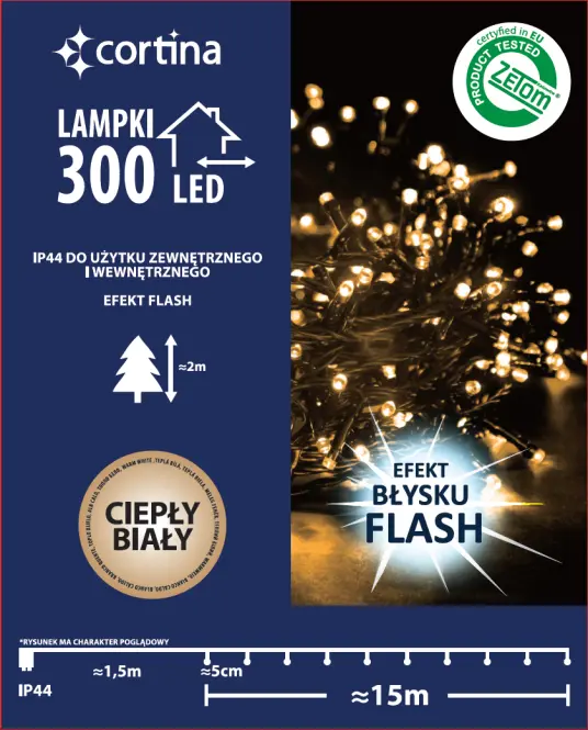 Vianočné svetielka 3/17/fle ww + cw  LED 300l zew. Tran + flash