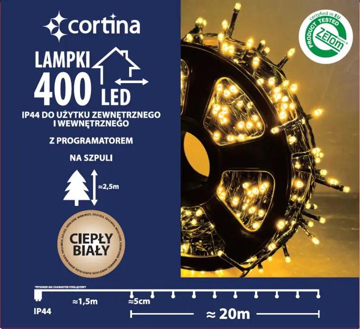 Vianočné svetielka 616/21/LED ww400l zew. Tran +program