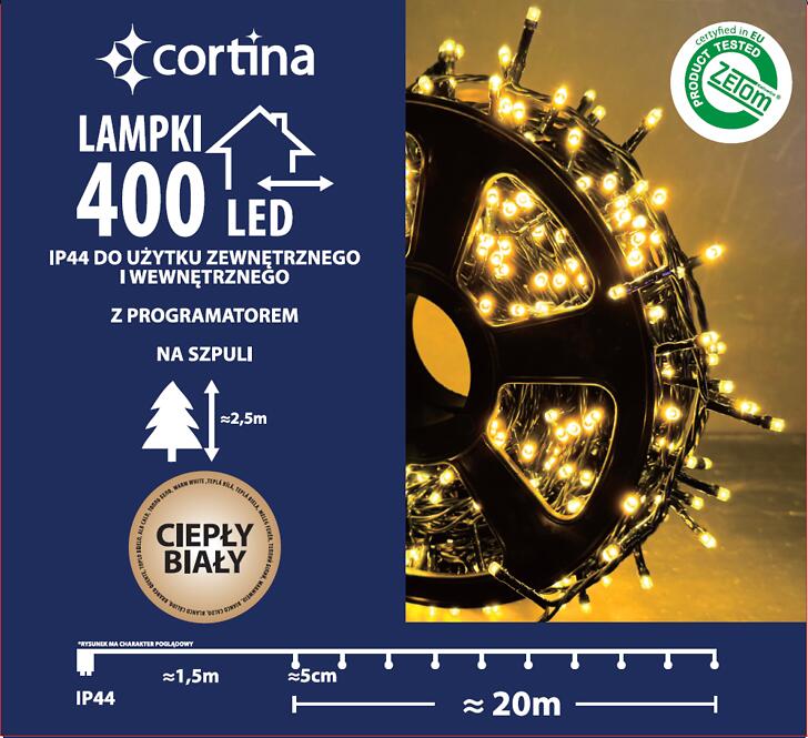 Vianočné svetielka 616/21/LED ww400l zew. Tran +program