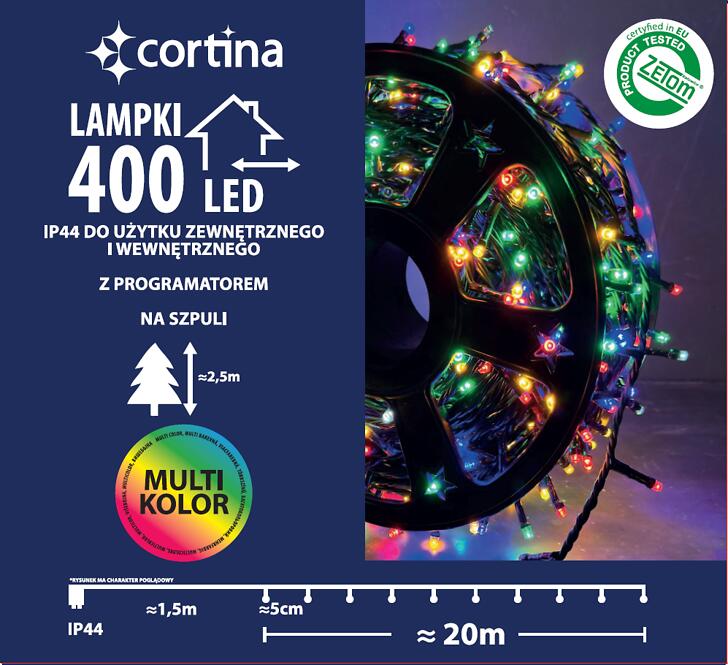 Vianočné svetielka 616/21/LED multi400l zew. Tran +program