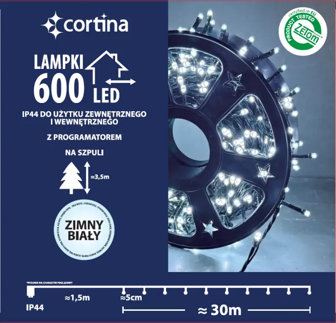 Vianočné svetielka 626/21/LED cw600l zew. Tran +program