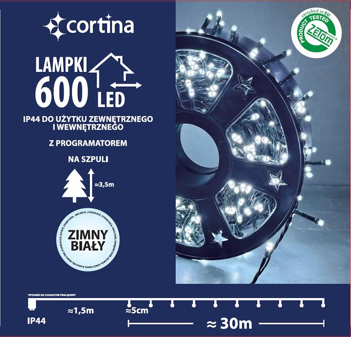 Vianočné svetielka 626/21/LED cw600l zew. Tran +program,3