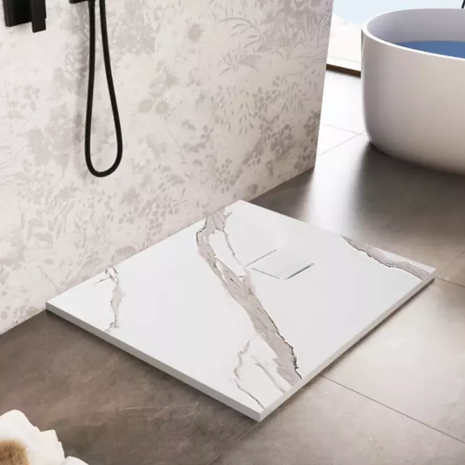 Vanička štvorcová Magnum Carrara White 90x90x2,5 Rea K7005