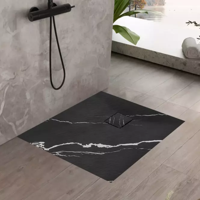 Vanička štvorcová Magnum Carrara Black 90x90x2,5 Rea K7008,4