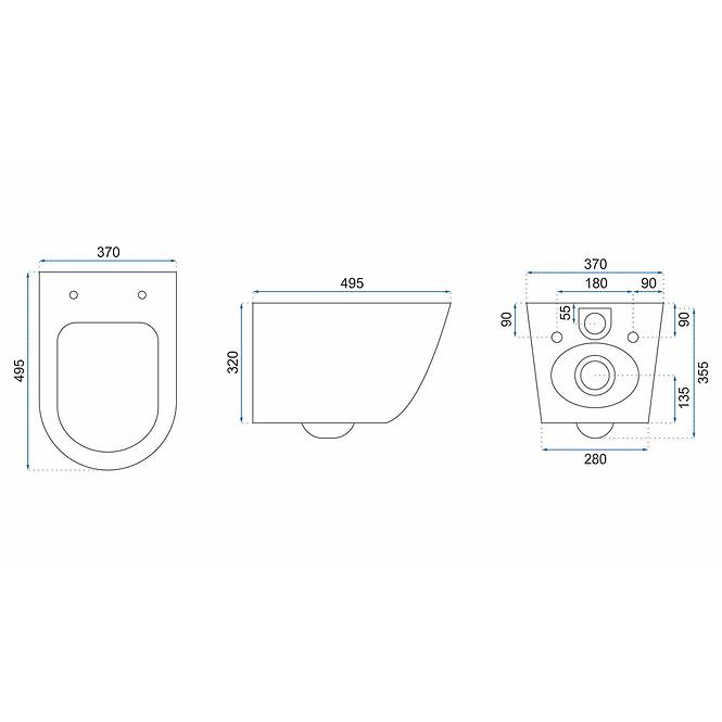 Závesná WC misa Carlos duroplast/Flat/Zm Aiax Shiny ,5