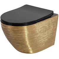 Závesná WC misa Carlo Mini Riml duroplast/Flat/Zm Brush Gold/Black 