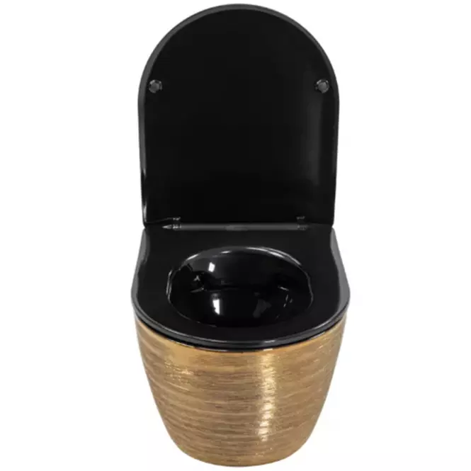 Závesná WC misa Carlo Mini Riml duroplast/Flat/Zm Brush Gold/Black 