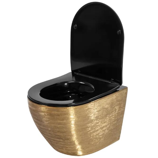 Závesná WC misa Carlo Mini Riml duroplast/Flat/Zm Brush Gold/Black 