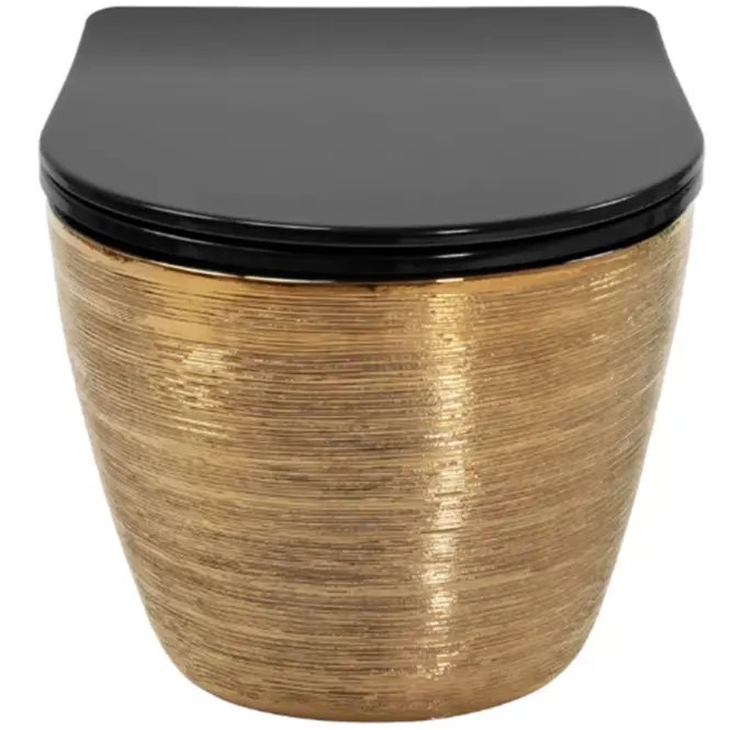 Závesná WC misa Carlo Mini Riml duroplast/Flat/Zm Brush Gold/Black,2
