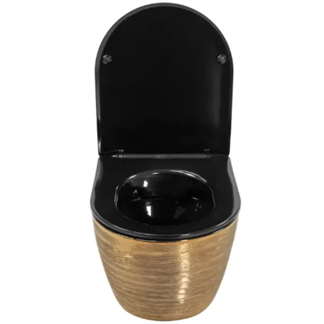 Závesná WC misa Carlo Mini Riml duroplast/Flat/Zm Brush Gold/Black,3