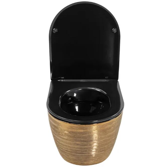 Závesná WC misa Carlo Mini Riml duroplast/Flat/Zm Brush Gold/Black,3