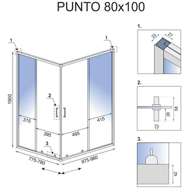 Sprchový kút Punto Gold 80x100 Rea-K6442