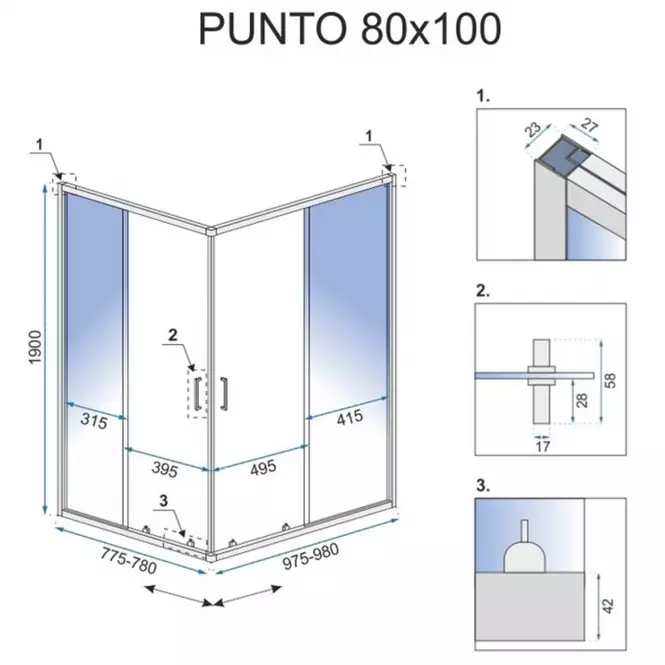Sprchový kút Punto Gold 90x90 Rea-K6440