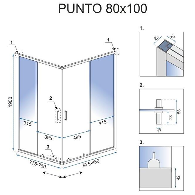 Sprchový kút Punto Gold 90x90 Rea-K6440