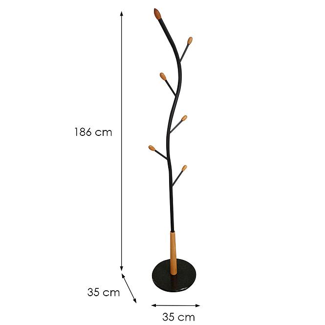Stojanový vešiak kovový 9459 Broody čierna/prírodná,3