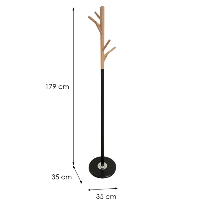 Vešiak Kovový 9463 Wooden čierna/prírodná